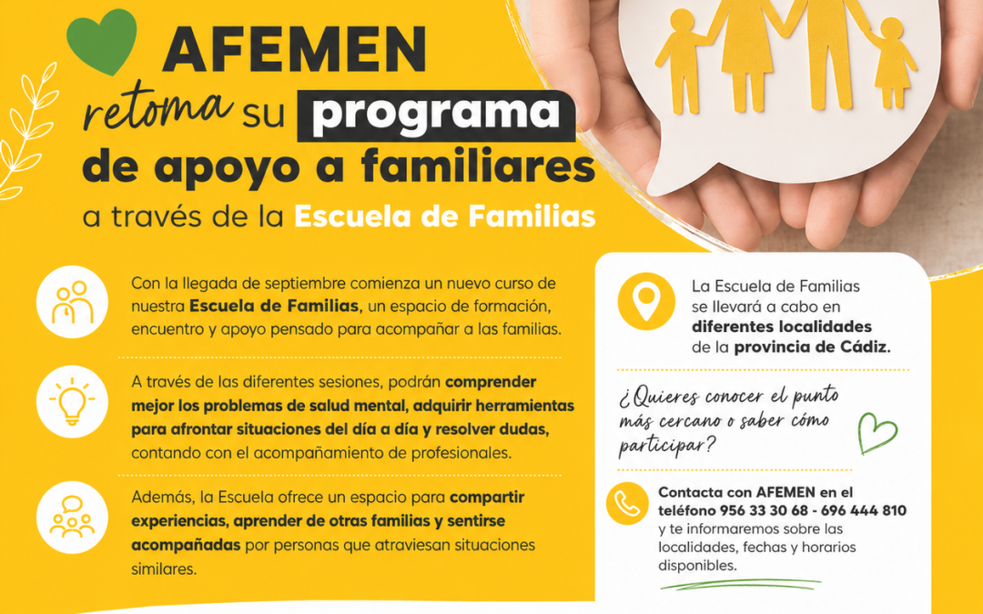 AFEMEN RETOMA SU PROGRAMA DE APOYO A FAMILIARES A TRAVÉS DE LA ESCUELA DE FAMILIAS